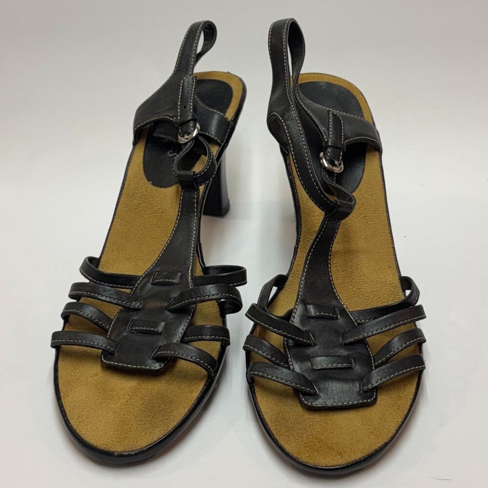 AEROSOLES Women's 9.5 Medium Black Strappy Heel Sandals